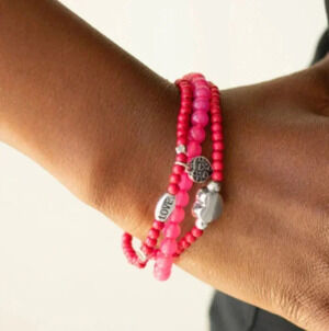 NWT Heart Love Pink Silver Romantic Valentine's Women's Fashion Charm Bracelet